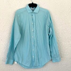 Calvin Klein slim fit non iron striped dress shirt size 15 1/2-34/35
